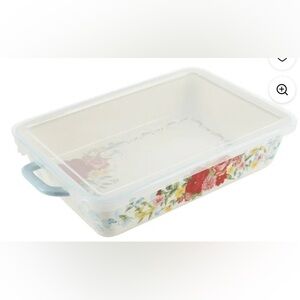 Pioneer woman sweet rose Rectangular Baking Dish with cover new